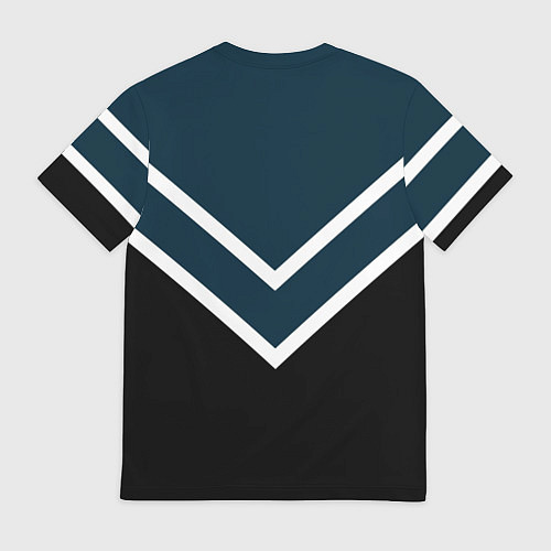 Мужская футболка Синий с чёрным и белые полосы / 3D-принт – фото 2
