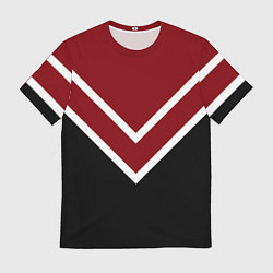 Мужская футболка Красный с чёрным и белые полосы
