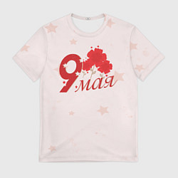 Футболка мужская 9 мая гвоздики, цвет: 3D-принт