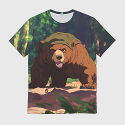 Футболка мужская Бурый медведь в лесу, цвет: 3D-принт