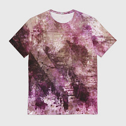 Мужская футболка Абстракция - dark trash atom with violet