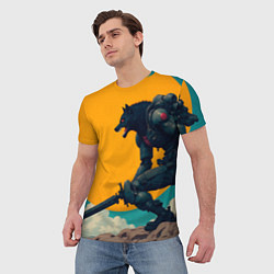 Футболка мужская Киберчеловек-волк, цвет: 3D-принт — фото 2