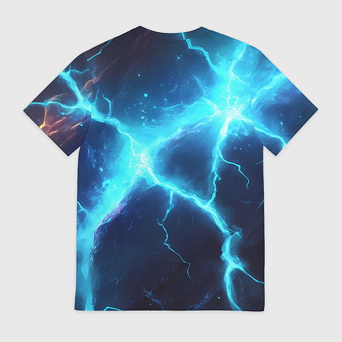 Мужская футболка Россия герб на синих молниях / 3D-принт – фото 2
