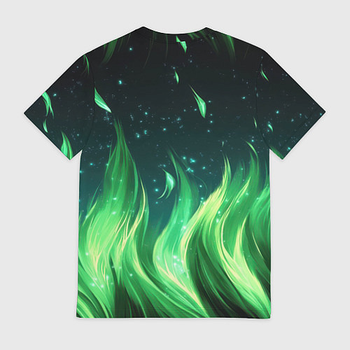 Мужская футболка Россия на фоне зеленого огня / 3D-принт – фото 2