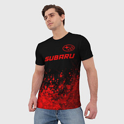 Футболка мужская Subaru - red gradient посередине, цвет: 3D-принт — фото 2