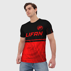 Футболка мужская Lifan - red gradient посередине, цвет: 3D-принт — фото 2