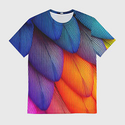 Мужская футболка Радужные перья попугая