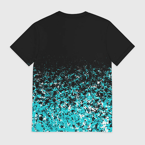 Мужская футболка Sport чёрно-голубой пятнистый / 3D-принт – фото 2
