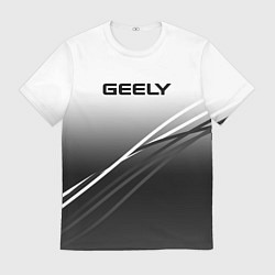 Мужская футболка Geely градиент из белого в тёмный с полосами
