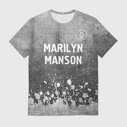 Футболка мужская Marilyn Manson - grey gradient посередине, цвет: 3D-принт