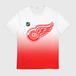 Мужская футболка Детройт Ред Уингз - красно белый градиент
