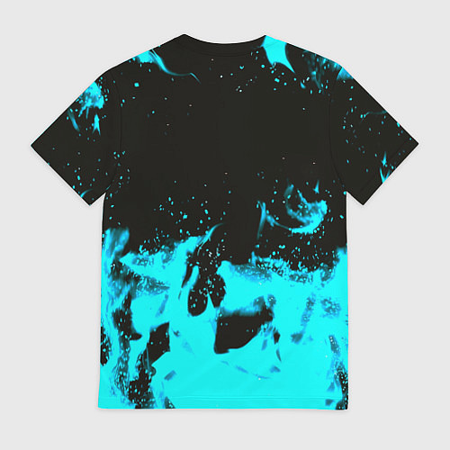 Мужская футболка Monster energy голубой огонь / 3D-принт – фото 2