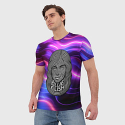 Футболка мужская Портрет Билли Айлиш из линий, цвет: 3D-принт — фото 2