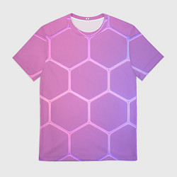 Мужская футболка Розовые неоновые соты