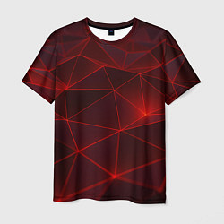 Футболка мужская Красные полигоны с неоном, цвет: 3D-принт