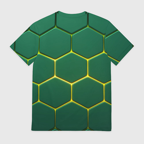 Мужская футболка Зеленые плиты с желтым светом / 3D-принт – фото 2
