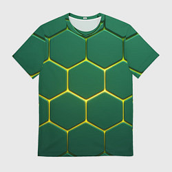 Футболка мужская Зеленые плиты с желтым светом, цвет: 3D-принт