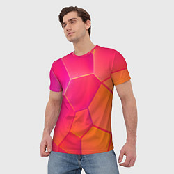 Футболка мужская Розово-оранжевые плиты, цвет: 3D-принт — фото 2