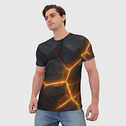 Футболка мужская Черные плиты с оранжевой молнией, цвет: 3D-принт — фото 2