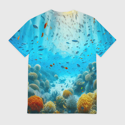 Мужская футболка Белая акула в коралловом рифе / 3D-принт – фото 2