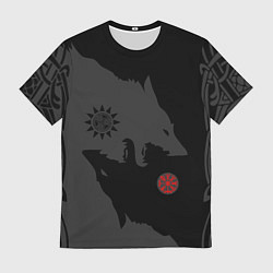 Футболка мужская Волки викингов с обережными символами - тату, цвет: 3D-принт