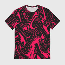 Мужская футболка Чёрно-розовый абстрактные линии