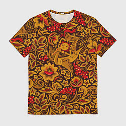 Мужская футболка Летучий корабль в стиле хохломской росписи