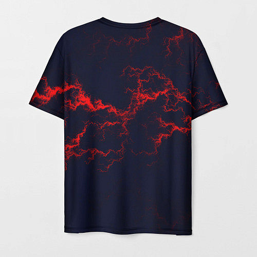 Мужская футболка Lightning red glow / 3D-принт – фото 2
