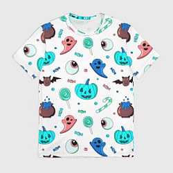 Футболка мужская Halloween light blue pumpkin, цвет: 3D-принт