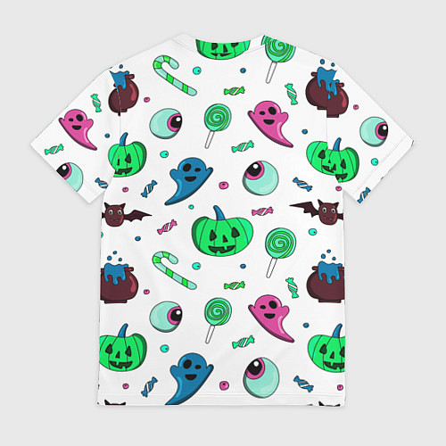 Мужская футболка Halloween light green pumpkin - паттерн / 3D-принт – фото 2