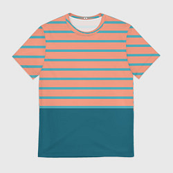 Мужская футболка Полосатый мандариновый морской рассвет