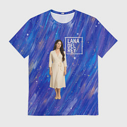 Мужская футболка Lana Del Rey в белом классическом платье на синем
