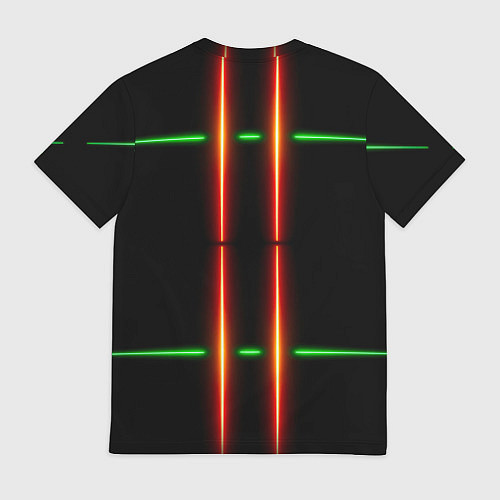 Мужская футболка Neon green black red line / 3D-принт – фото 2