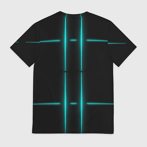 Мужская футболка Neon black light blue line / 3D-принт – фото 2