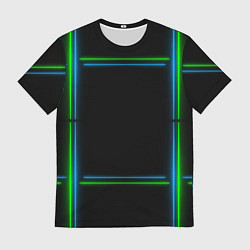 Мужская футболка Neon green light blue