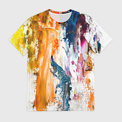 Мужская футболка Разноцветные мазки кисти на палитре художника