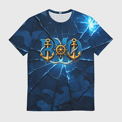 Футболка мужская ВМФ якорь и штурвал, цвет: 3D-принт