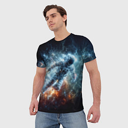 Футболка мужская Космонавт парит в космосе среди звезд, цвет: 3D-принт — фото 2