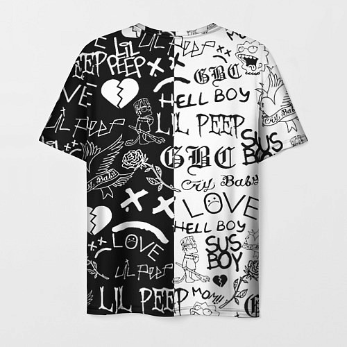 Мужская футболка Doom x liil peep pattern black / 3D-принт – фото 2