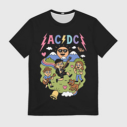 Мужская футболка ACDC, мультяшный стиль