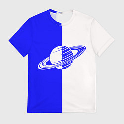 Футболка мужская Сатурн сине-белый, цвет: 3D-принт