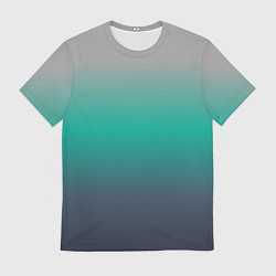 Мужская футболка Градиент серо-зеленый