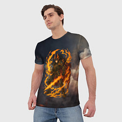 Футболка мужская Герой аниме дракон с огненным мечем, цвет: 3D-принт — фото 2