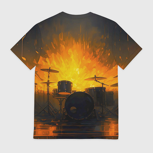 Мужская футболка Гитарист играющий в пламени / 3D-принт – фото 2