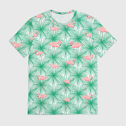 Мужская футболка Фламинго и тропики