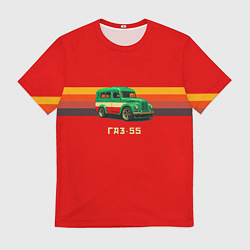 Футболка мужская Рето автобус ГАЗ-55 в стиле поп-арт, цвет: 3D-принт