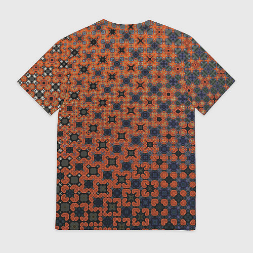 Мужская футболка Узорчатый градиент рыже-синий / 3D-принт – фото 2