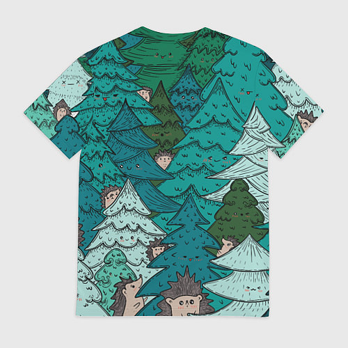 Мужская футболка Ежи в еловом лесу / 3D-принт – фото 2
