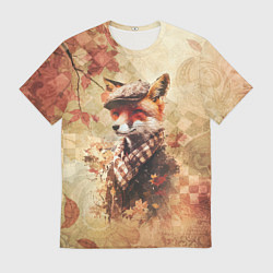 Футболка мужская Винтажный лис на осеннем фоне, цвет: 3D-принт