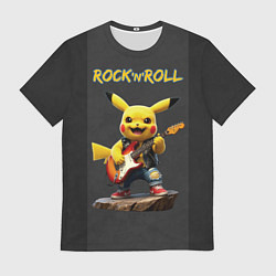 Футболка мужская Пикачу играет на электрогитаре, цвет: 3D-принт